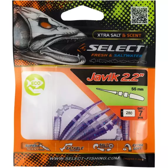 Силікон Select Javik 2.2" #280 (7 шт / уп), Длина силикона: 2.2" (5.59 см), Расцветка силикона: 280, фото , изображение 2